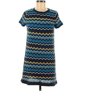 Missoni for Target Short Sleeve Blue knit mini dress w/ chevron pattern - M